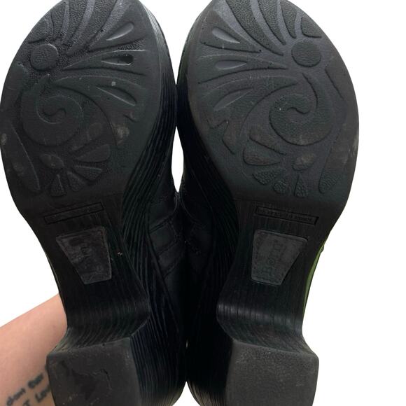 Born Black Leather Heeled Clogs Booties Size 8.5 Women’s Comfort Slip-On Mules - Picture 6 of 10